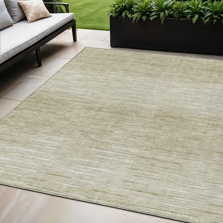 Khaki And Beige Abstract Washable Indoor Outdoor Area Rug Photo 1