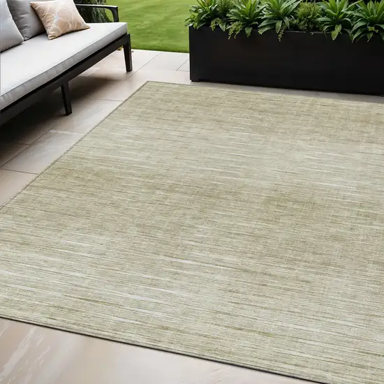 Khaki And Beige Abstract Washable Indoor Outdoor Area Rug Photo 1