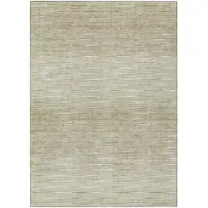 Photo of Khaki And Beige Abstract Washable Indoor Outdoor Area Rug