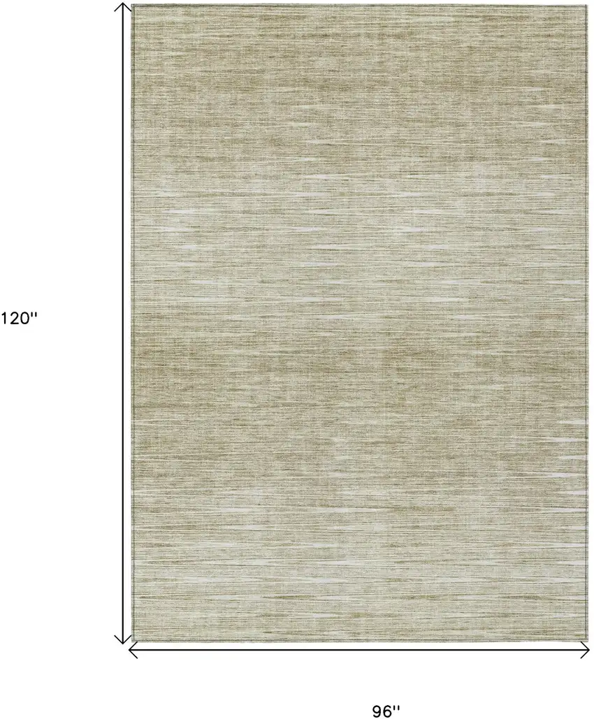 Khaki And Beige Abstract Washable Indoor Outdoor Area Rug Photo 3