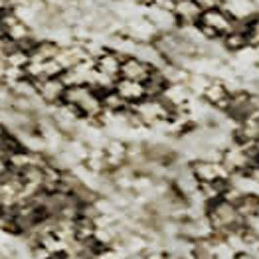 Khaki And Beige Floral Washable Area Rug With UV Protection Photo 3