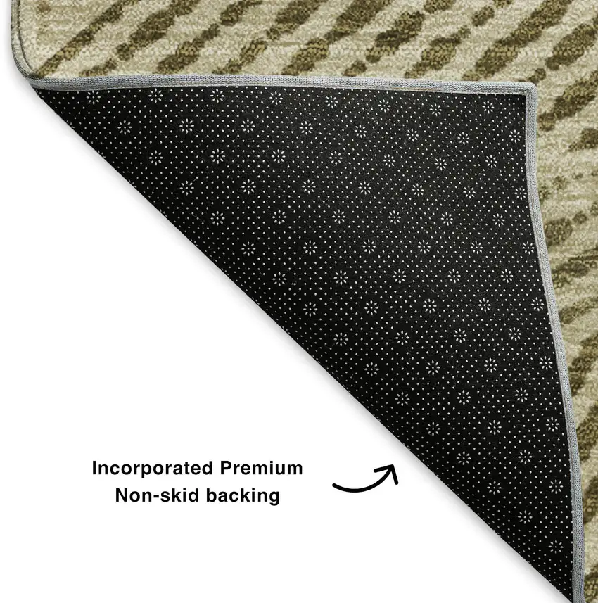 Khaki And Beige Geometric Washable Area Rug With UV Protection Photo 7