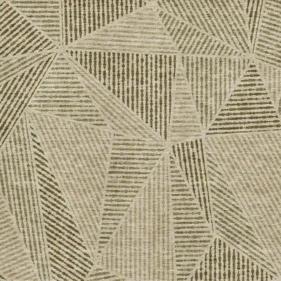 Khaki And Beige Geometric Washable Area Rug With UV Protection Photo 3