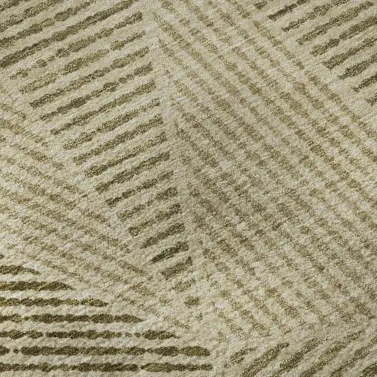 Khaki And Beige Geometric Washable Area Rug With UV Protection Photo 9
