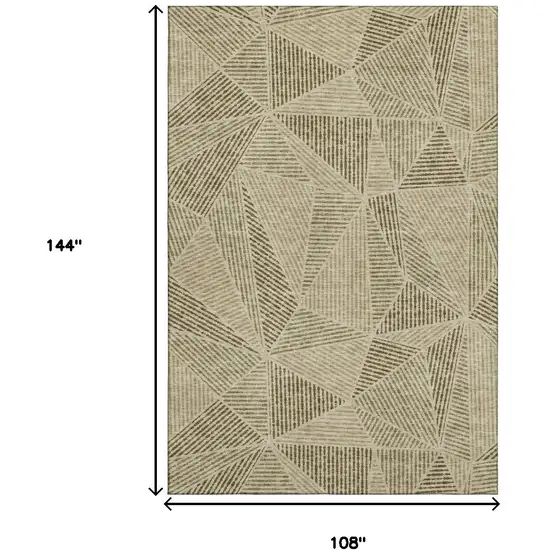 Khaki And Beige Geometric Washable Area Rug With UV Protection Photo 3