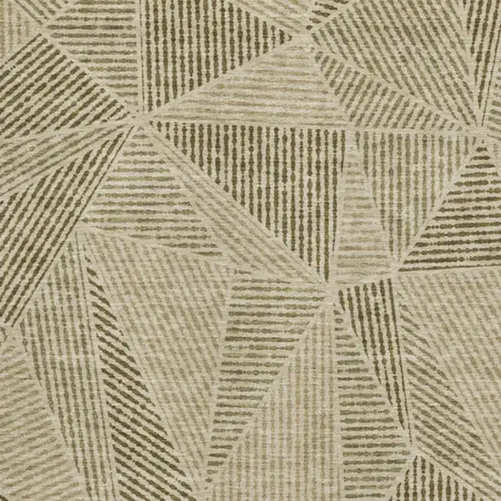 Khaki And Beige Geometric Washable Area Rug With UV Protection Photo 3