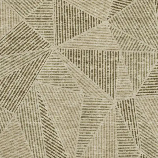 Khaki And Beige Geometric Washable Area Rug With UV Protection Photo 3