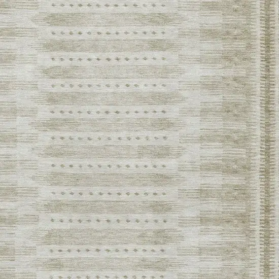 Khaki And Beige Geometric Washable Area Rug With UV Protection Photo 3
