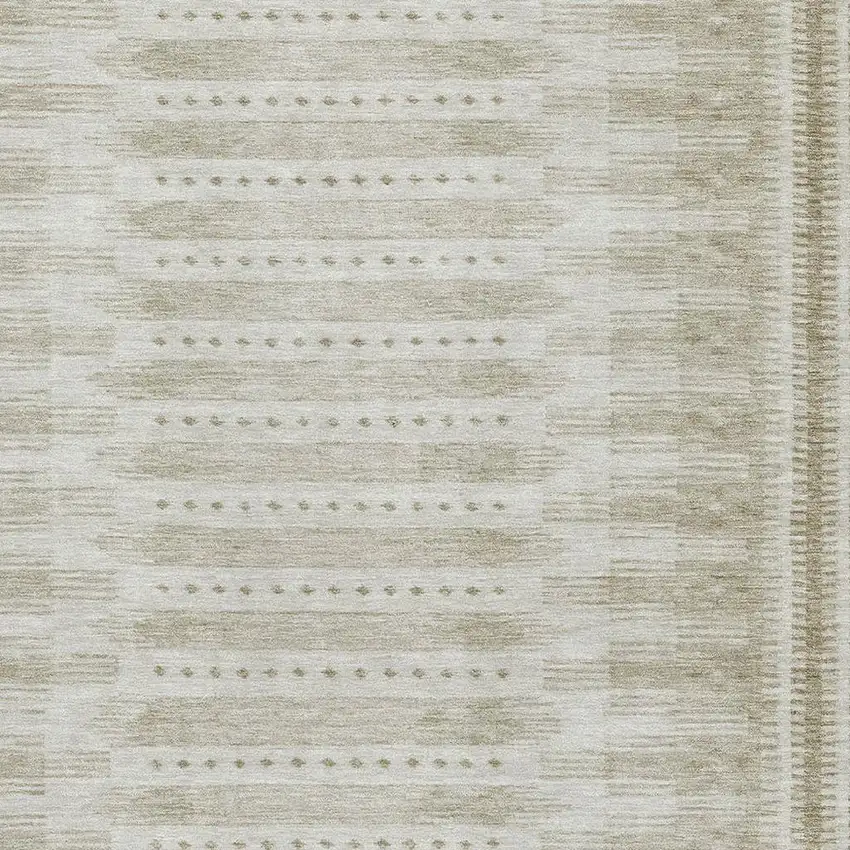 Khaki And Beige Geometric Washable Area Rug With UV Protection Photo 3
