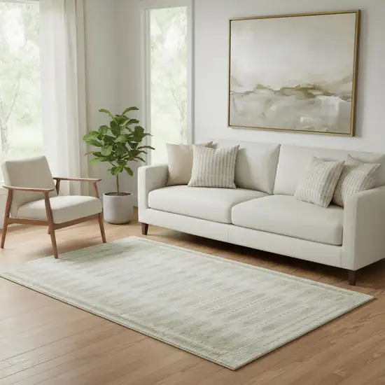 Khaki And Beige Geometric Washable Area Rug With UV Protection Photo 2