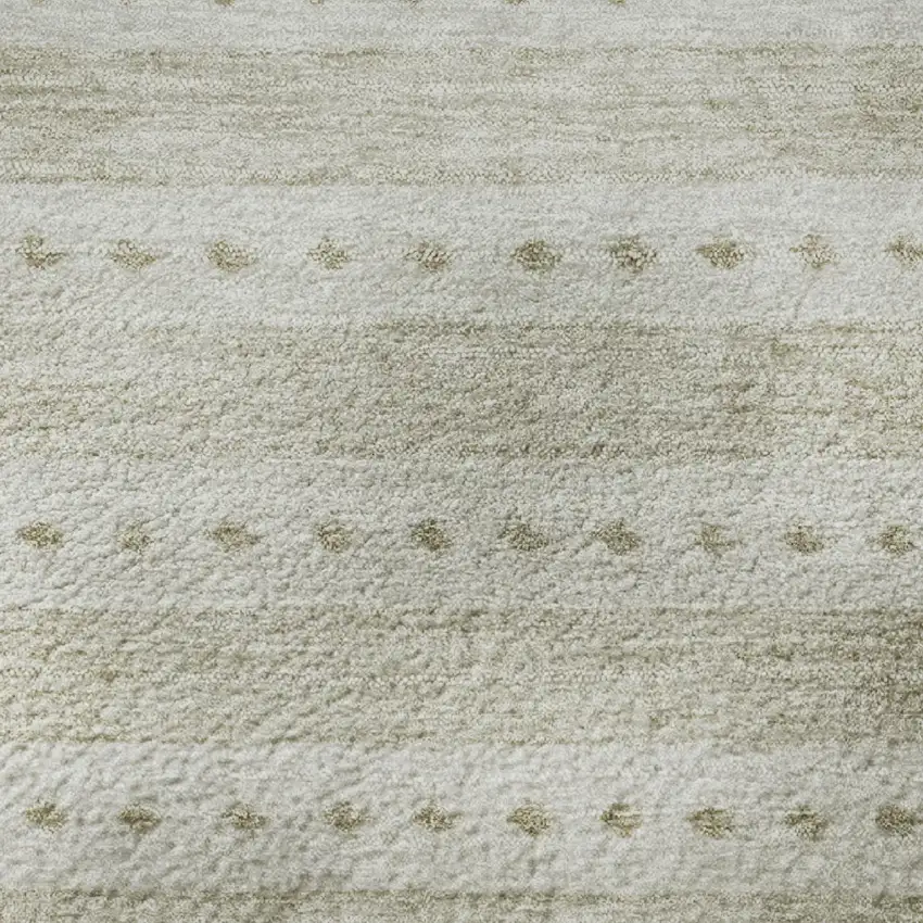 Khaki And Beige Geometric Washable Area Rug With UV Protection Photo 8