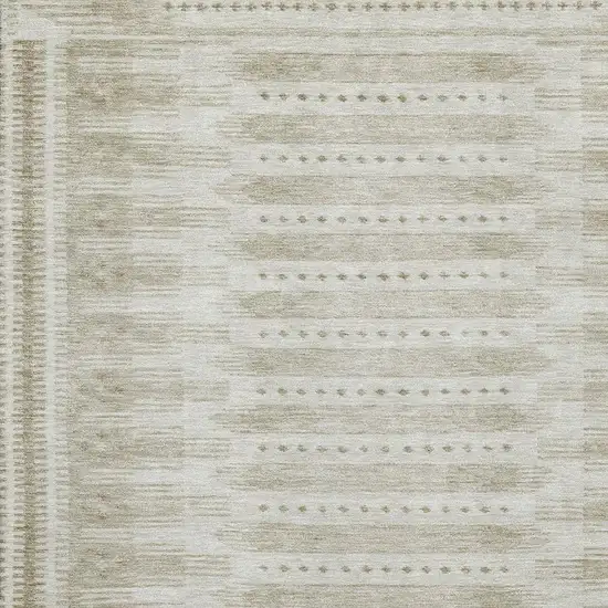 Khaki And Beige Geometric Washable Area Rug With UV Protection Photo 3