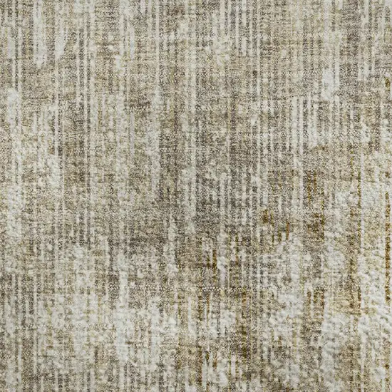 Khaki And Beige Geometric Washable Area Rug With UV Protection Photo 4