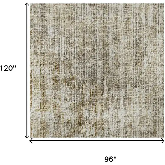 Khaki And Beige Geometric Washable Area Rug With UV Protection Photo 9