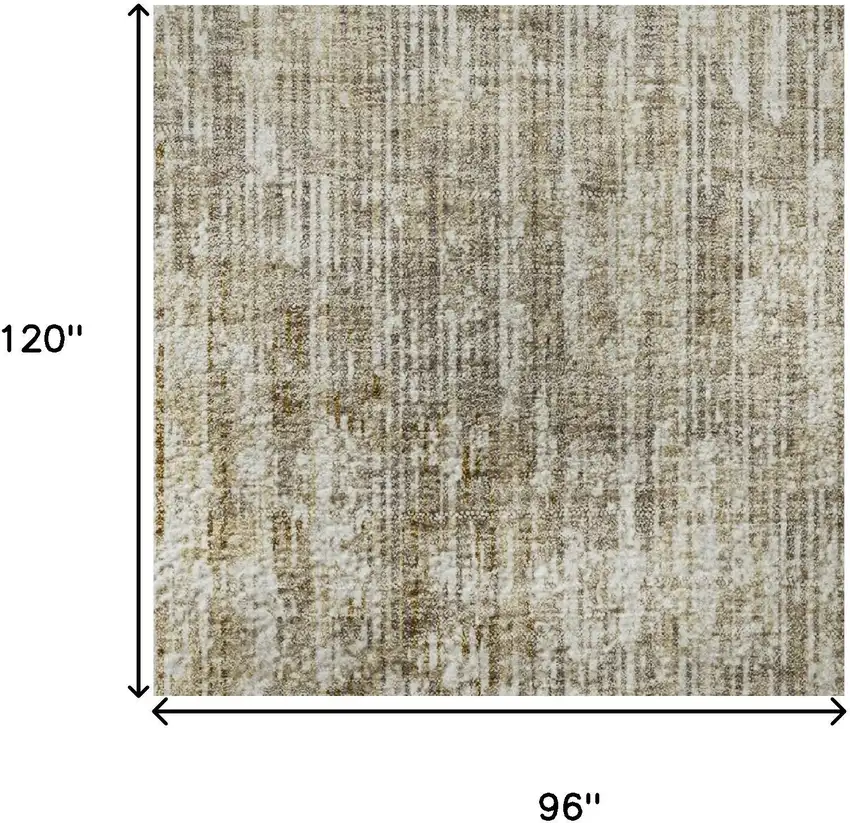Khaki And Beige Geometric Washable Area Rug With UV Protection Photo 9