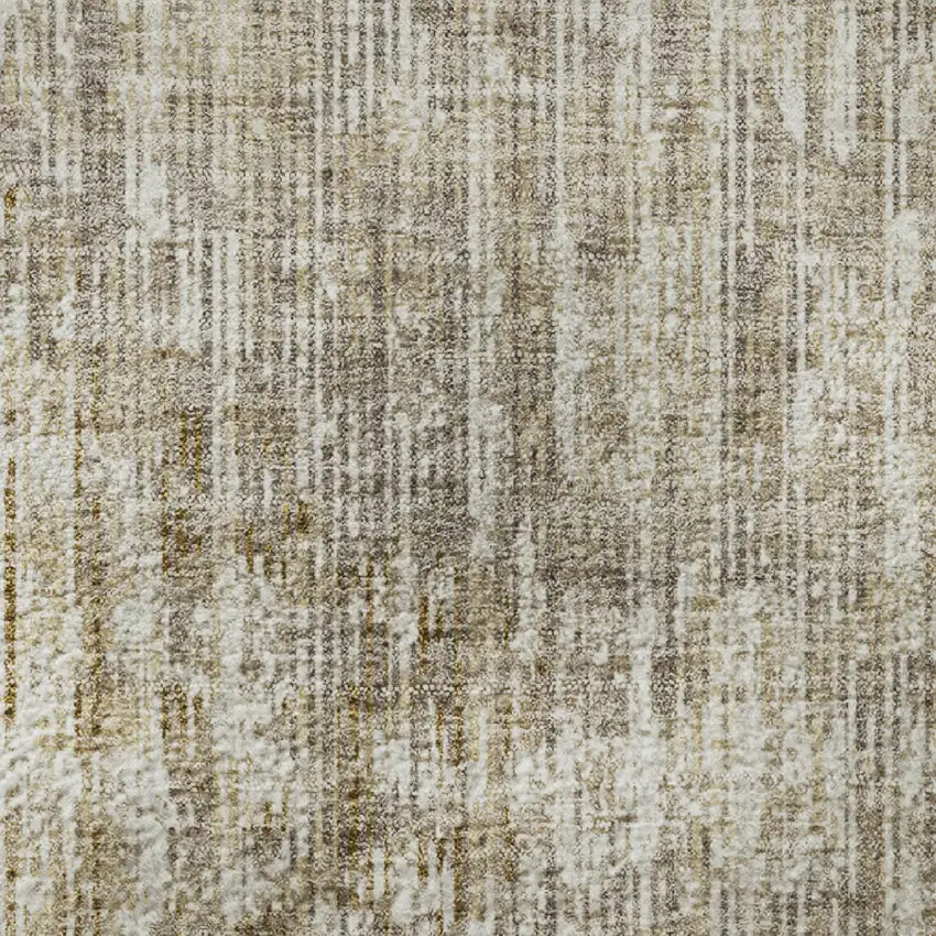 Khaki And Beige Geometric Washable Area Rug With UV Protection Photo 3