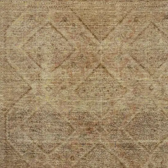 Khaki And Beige Geometric Washable Area Rug With UV Protection Photo 3