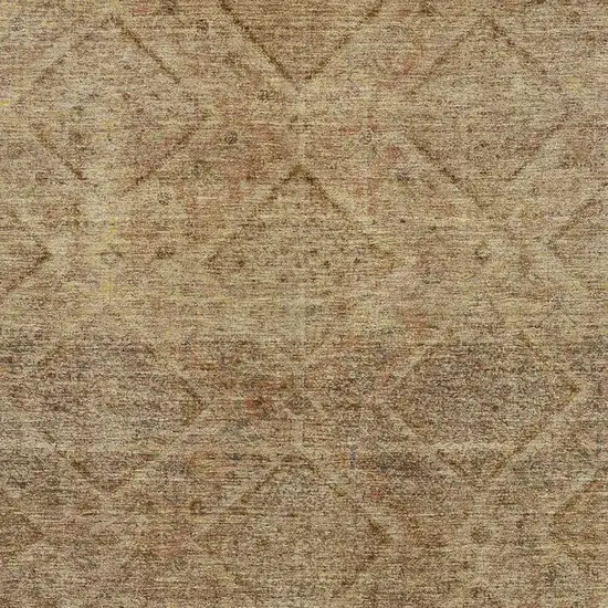 Khaki And Beige Geometric Washable Area Rug With UV Protection Photo 3