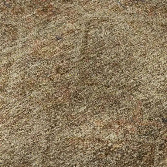 Khaki And Beige Geometric Washable Area Rug With UV Protection Photo 8