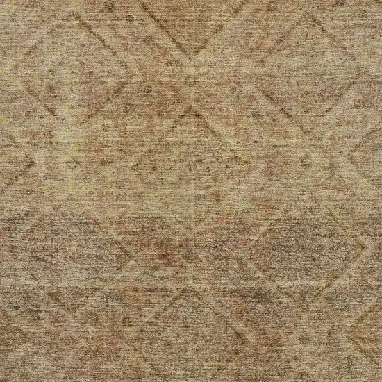 Khaki And Beige Geometric Washable Area Rug With UV Protection Photo 3