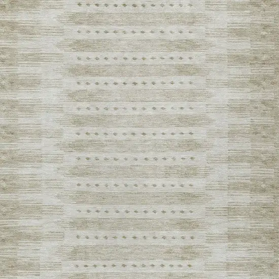 Khaki And Beige Geometric Washable Indoor Outdoor Area Rug Photo 4