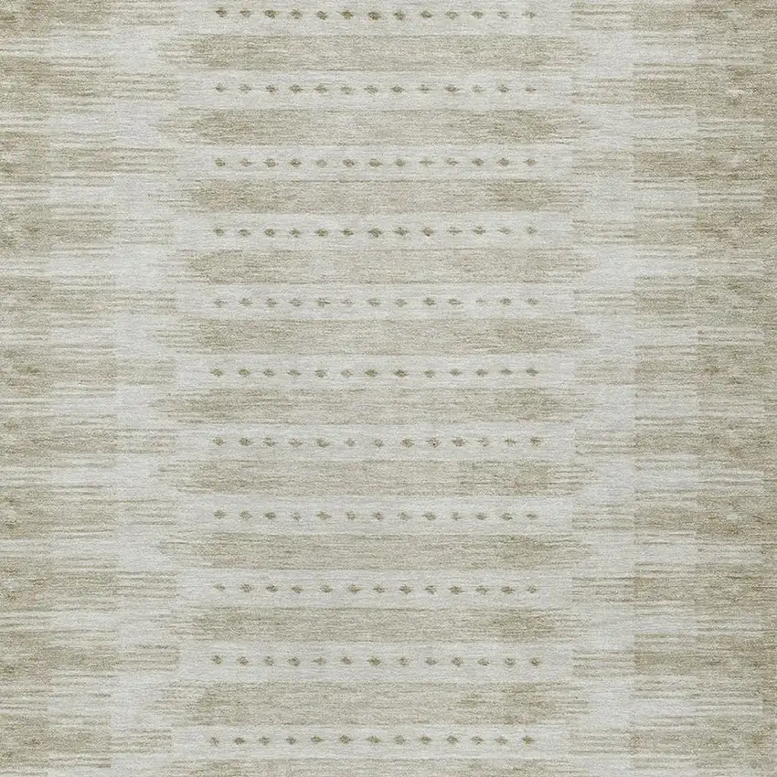 Khaki And Beige Geometric Washable Indoor Outdoor Area Rug Photo 4