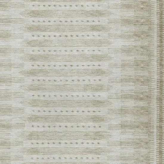 Khaki And Beige Geometric Washable Indoor Outdoor Area Rug Photo 4