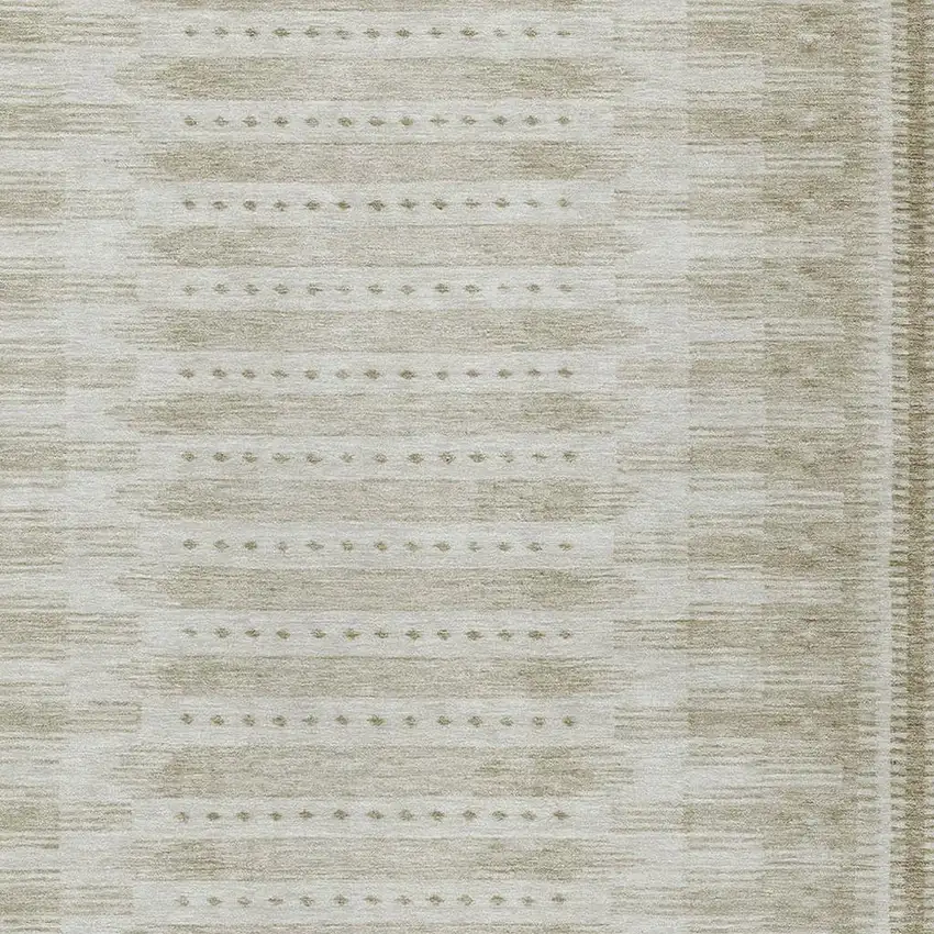 Khaki And Beige Geometric Washable Indoor Outdoor Area Rug Photo 4