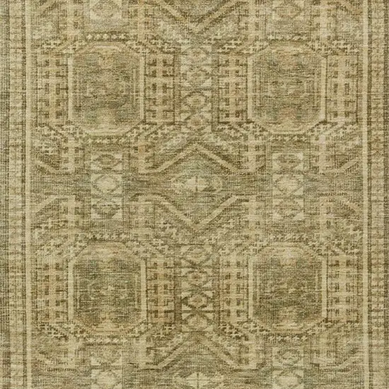 Khaki And Beige Geometric Washable Indoor Outdoor Area Rug Photo 3