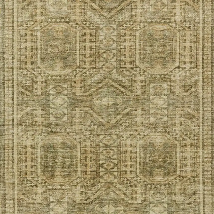 Khaki And Beige Geometric Washable Indoor Outdoor Area Rug Photo 3