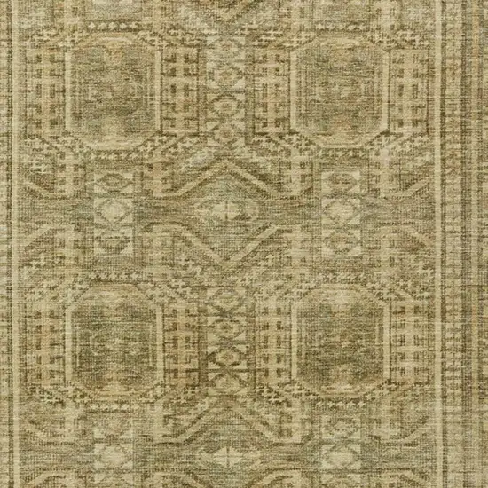 Khaki And Beige Geometric Washable Indoor Outdoor Area Rug Photo 3
