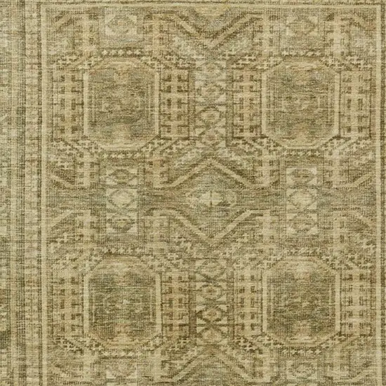 Khaki And Beige Geometric Washable Indoor Outdoor Area Rug Photo 4