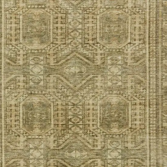 Khaki And Beige Geometric Washable Indoor Outdoor Area Rug Photo 4