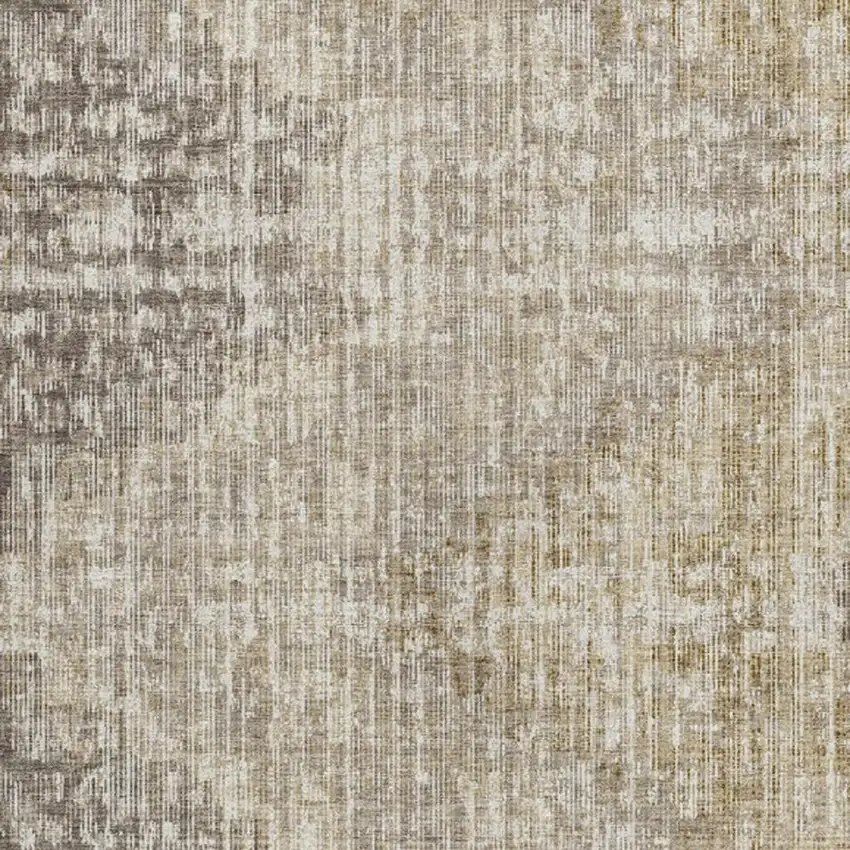 Khaki And Beige Geometric Washable Indoor Outdoor Area Rug Photo 3