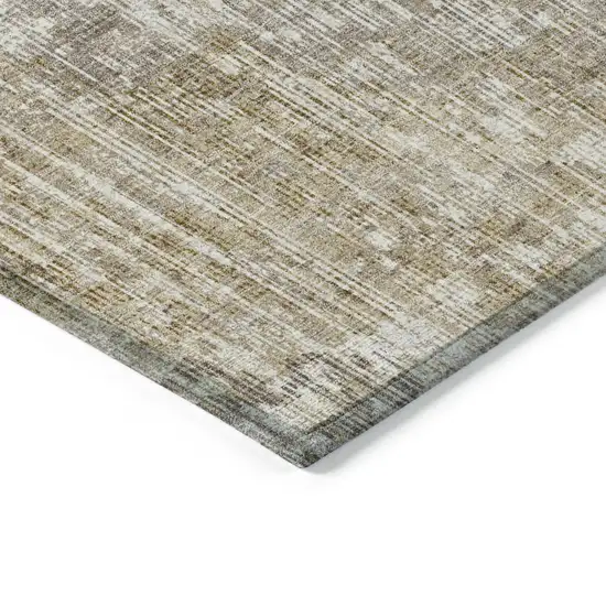Khaki And Beige Geometric Washable Indoor Outdoor Area Rug Photo 9