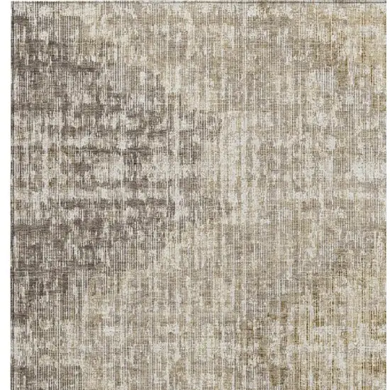 Khaki And Beige Geometric Washable Indoor Outdoor Area Rug Photo 3