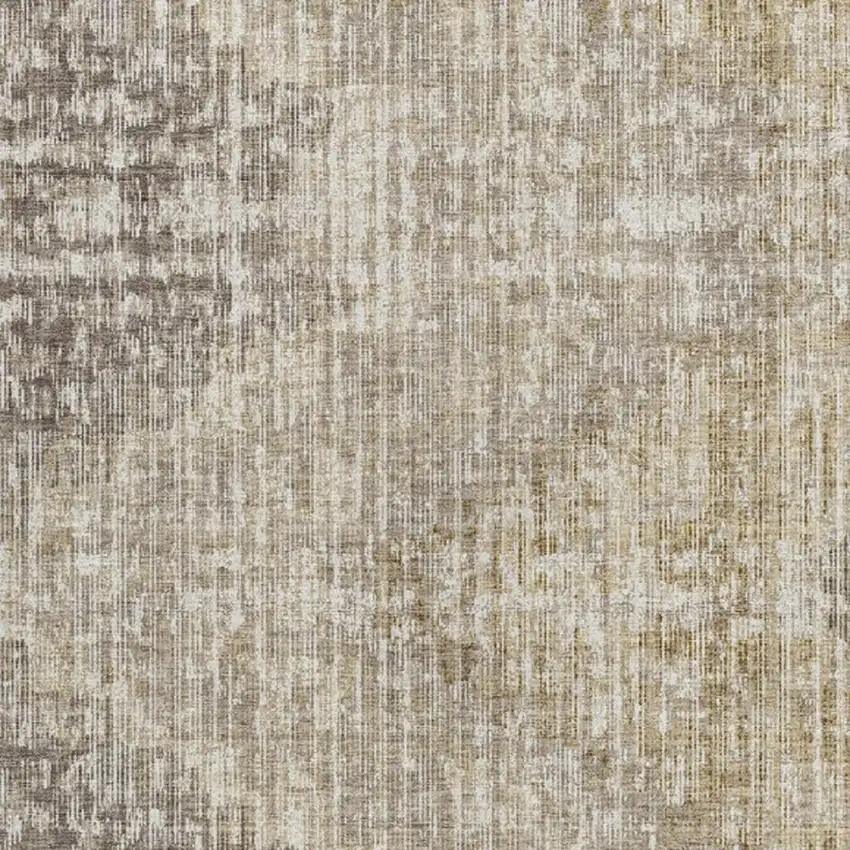 Khaki And Beige Geometric Washable Indoor Outdoor Area Rug Photo 3