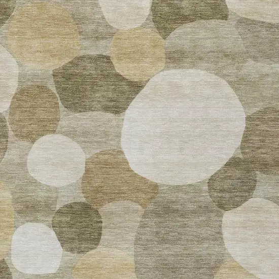 Khaki And Beige Geometric Washable Indoor Outdoor Area Rug Photo 2