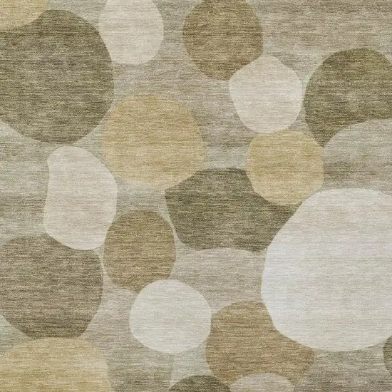Khaki And Beige Geometric Washable Indoor Outdoor Area Rug Photo 2