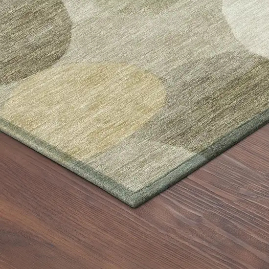 Khaki And Beige Geometric Washable Indoor Outdoor Area Rug Photo 5