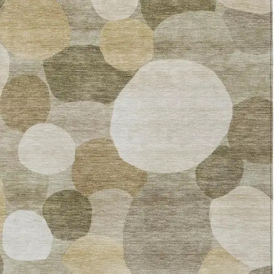 Khaki And Beige Geometric Washable Indoor Outdoor Area Rug Photo 2