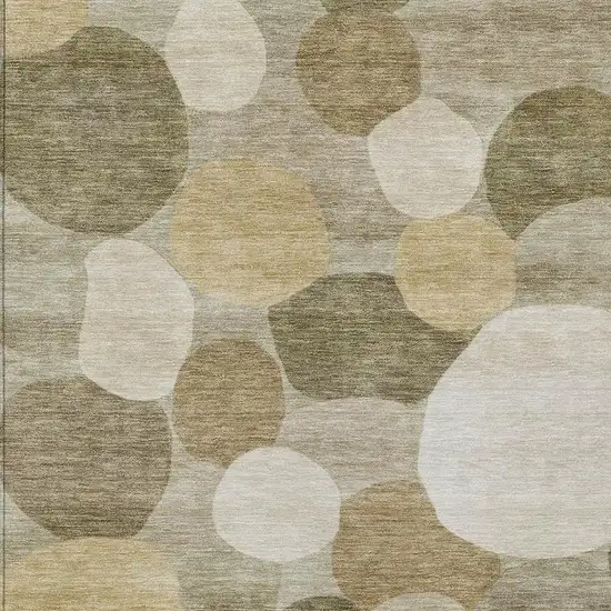 Khaki And Beige Geometric Washable Indoor Outdoor Area Rug Photo 2