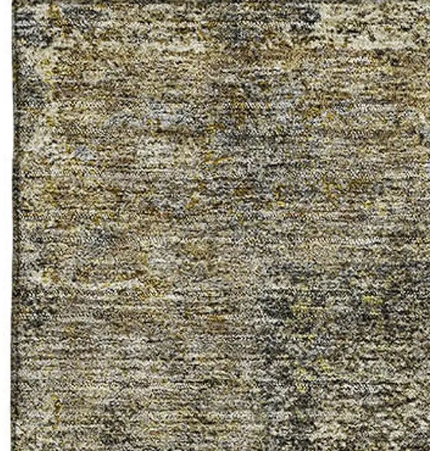 Khaki And Beige Medallion Washable Area Rug With UV Protection Photo 4