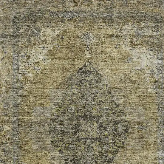 Khaki And Beige Medallion Washable Indoor Outdoor Area Rug Photo 4