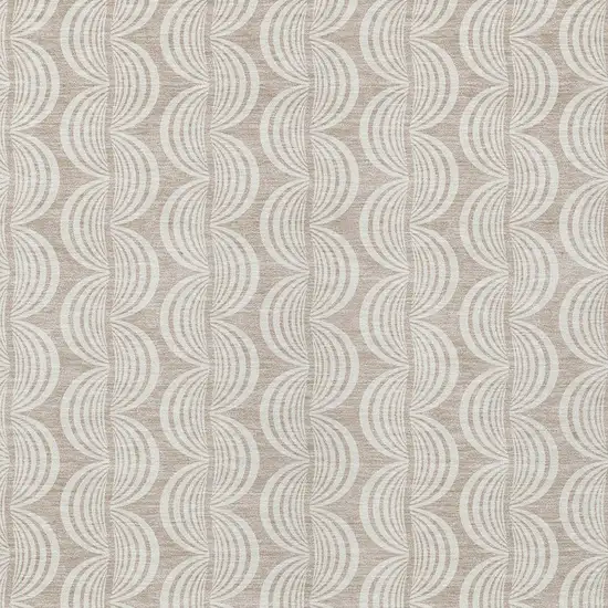 Khaki And Beige Ogee Washable Indoor Outdoor Area Rug Photo 5