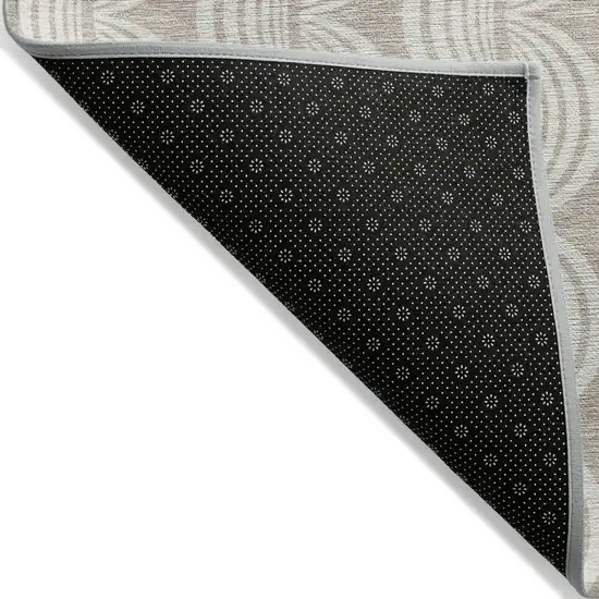 Khaki And Beige Ogee Washable Indoor Outdoor Area Rug Photo 3
