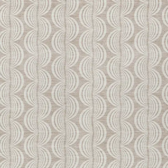 Khaki And Beige Ogee Washable Indoor Outdoor Area Rug Photo 5