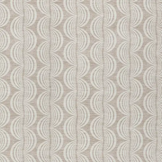 Khaki And Beige Ogee Washable Indoor Outdoor Area Rug Photo 5