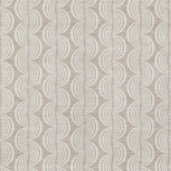 Khaki And Beige Ogee Washable Indoor Outdoor Area Rug Photo 5