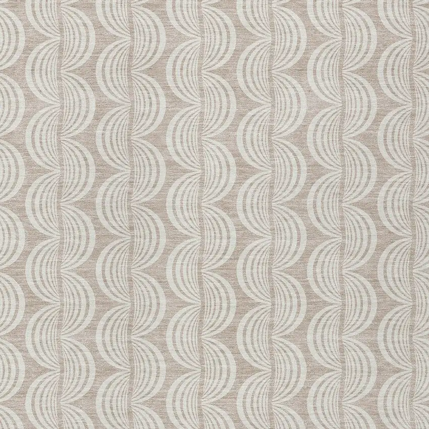 Khaki And Beige Ogee Washable Indoor Outdoor Area Rug Photo 5